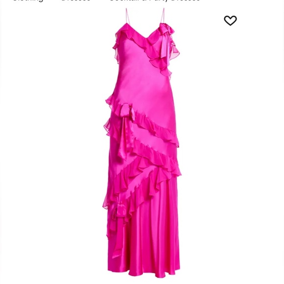 LoveShackFancy Rialto Dress Fuchsia Pink Ruffled Evening‎ Gown Size 4 - Picture 4 of 13